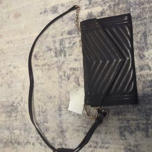Black Saks fifth avenue faux leather crossbody